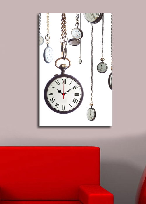 Wallity Reloj de pared decorativo de lienzo Multicolor 45 x 70 cm